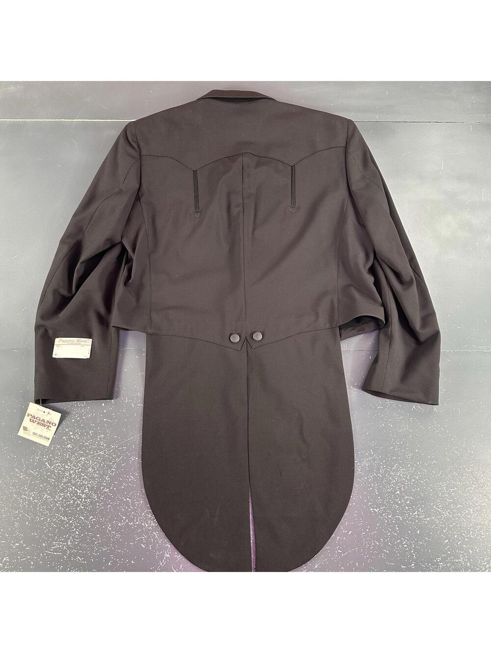 VTG Pagano West Blazer Men 48L Black Tuxedo Tails Bolero Cropped Smiles NWT USA - Picture 2 of 9